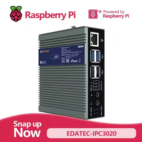 EDATEC-IPC3020 Broadcom BCM2712,High Performance Industrial Computer Based on Raspberry Pi5,with 4GB