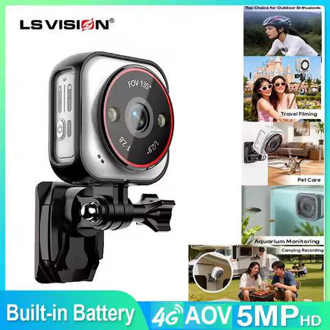 LS VISION Camera Mini Live 7/24 Ai Recorder 4G Action Sport Cam Pocket Bicycle Motorcycle Pet Body C
