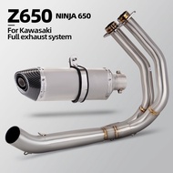 Motorcycle Full Exhaust System R77 Muffler Front Pipe with DB Killer For Kawasaki Z650 Ninja650 Ninj