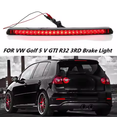 Fit For VW Golf MK5 V GTI R32 High Mount LED Rear 3RD Brake Light Tail Stop Lamp 1K8945087D Black Le