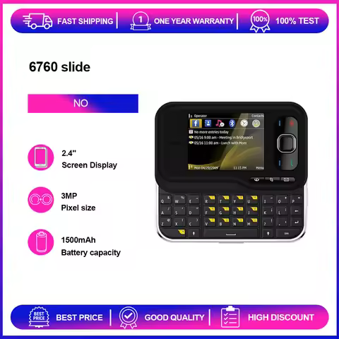 Unlocked Refurbished 6760 slide 6760S 3MP 2G/3G GSM 900 / 1800 1500mAh Phone Russian Arabic Hebrew K