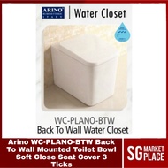 Arino Back To Wall Mounted Toilet Bowl | Soft Close Seat Cover | 3 Ticks | Free Shipping | WC-PLANO-BTW