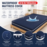 4/6/8/10 inci Sarung Tilam Anti Kencing & Air Zip Penuh Waterproof Mattress Protector With Zipper