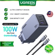 UGREEN Nexode Pro 100W USB C GaN Charger 3 Ports Super Fast Charge 2.0 for Samsung S23 S24 Macbook L