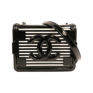 CHANEL 漆皮皮革Boy Brick Bag銀扣鏈帶肩背袋