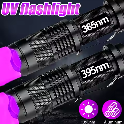 Mini LED UV Flashlight Zoomable 365nm 395nm Ultraviolet Lamp Portable Pocket Torch Money Scorpion Pe