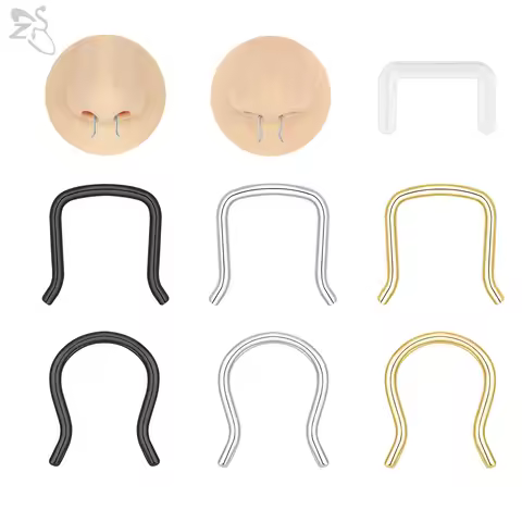 AOEDEJ 1 Piece 14G/16G U Shape Stainless Steel Septum Piercing 3 Colors Nose Ring Retainer Transpare