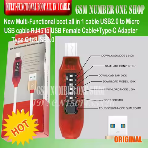 Micro USB RJ45 Multifunction boot all in 1 cable for Qualcomm EDL/DFC/9008 Mode support fast charge 