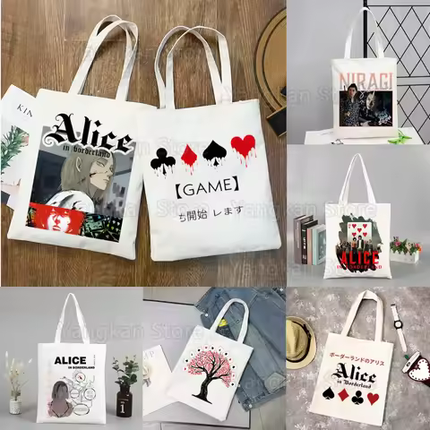 Alice in Borderland Usagi Arisu Kuina Chishiya Shopper Kawaii Bag Harajuku Shopping Canvas Shopper B