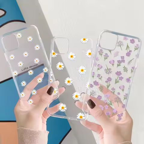 Transparent Small Chrysanthemum Flower Case For Redmi 12 9AT Note 14 13 Pro 10 12S 10T 11 5G Poco M6