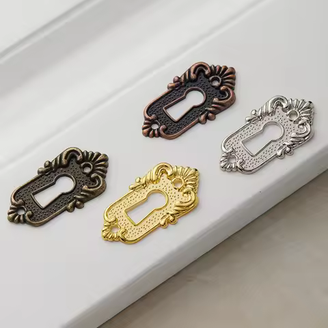2Pcs Classic Decorative Keyhole Cover European Vintage 45x23mm Corner Stick Code Lock Piece Drawer K