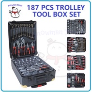 TOOLBOX TROLI TROLLEY PRC 187PCS TROLLEY TOOL BOX KOTAK TOOLS SET KOMBINASI KOTAK SPANAR SCREWDRIVER