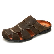 Men's Casual Genuine Leather Sandals with Bustong Slop Model BT506 Brown
