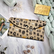 單層紅包袋-日本棉布奶茶底文字古風貓貓布紅包袋-存摺袋-手作布-