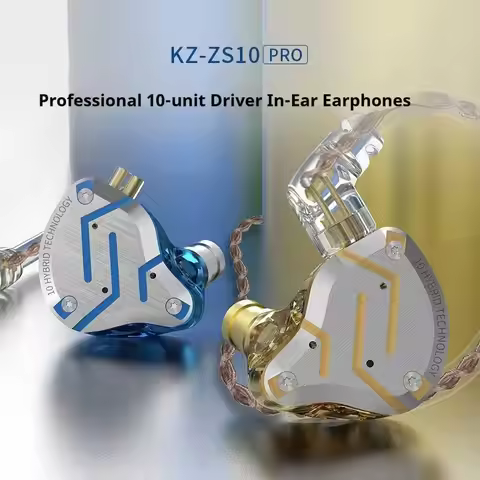 Kz Kz-Zs10 Pro In Ear Hifi Earphones 10 Hybrid Dynamic Driver Metal Wired Headset For Phone Gaming M