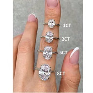1PC 1ct 2ct 5ct 8ct 925 Sterling Silver Sparkle 1CT 2CT 5CT 8CT Oval Engagement Ring Wedding Band Fo
