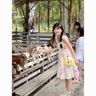 [Cherry cake]Stylish plaid fresh suspender dress