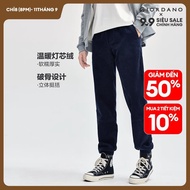 GIORDANO Men Pants 100% Cotton Corduroy Warm Joggers Drawstring Elastic Waist Solid Color Simple Fas