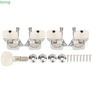 LONNGMY Banjo Tuners, Metal And PVC 4+1 String Banjo Tuning Peg, Premium White and Silver Semi Close
