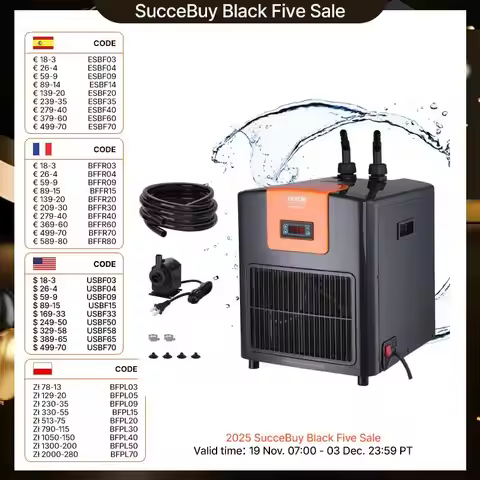 VEVOR Aquarium Chiller 0.25/0.33/0.1/1.5HP Hydroponic Water Chiller Quiet Refrigeration Compressor f