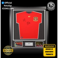 Xabi Alonso and David Villa Dual Signed Spain 2010 Home Shirt In Classic Frame