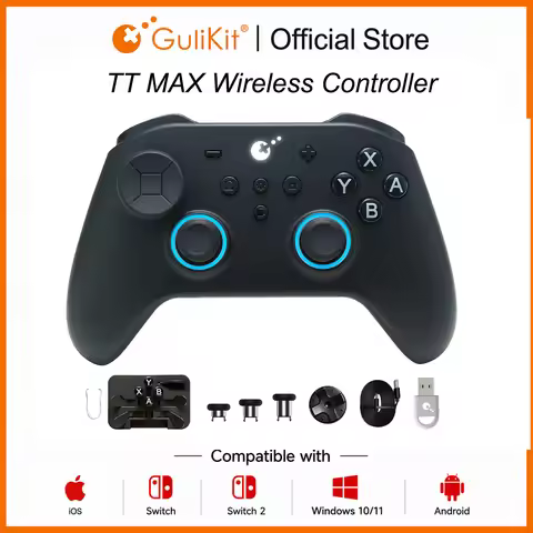GuliKit TT MAX Wireless Game Controller with Tension Adjustable TMR Joysticks Anti Drift Gamepad for