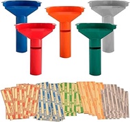 Nadex Easy Wrap 5 Coin Tube Set with 110 Wrappers Included - Funnel Shaped Color Coded Coin Counting
