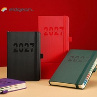 ELDGEAN 2027 Schedule Book, PU Leather Elastic Band Daily Planner Notebook,  Flat Spread Daily Sched