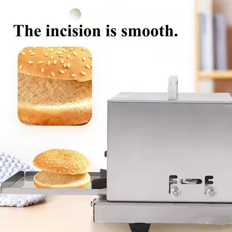 Bagel Cutter Thickness Adjustable Bread Burger Buns Cutting Slicing Machine for Fast Food Shop Hambu