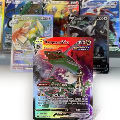 Silver Tempest PKM Cards PTCG6-C GX Rainbow Lugia Rayquaza Lugia VMAX Rare Collection Battle Toys Gi