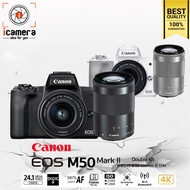 Canon Camera EOS M50 Mark II Double Kit (15-45, 55-200 mm.IS STM) - รับประกันร้าน icamera 1ปี