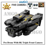 AMGO Drone Pro RC Quadcopter Foldable Portable WiFi FPV Drones with 8K HD Triple Camera Altitude Hold Mode Follow Toy Drone With Camera 8k Drone Camera