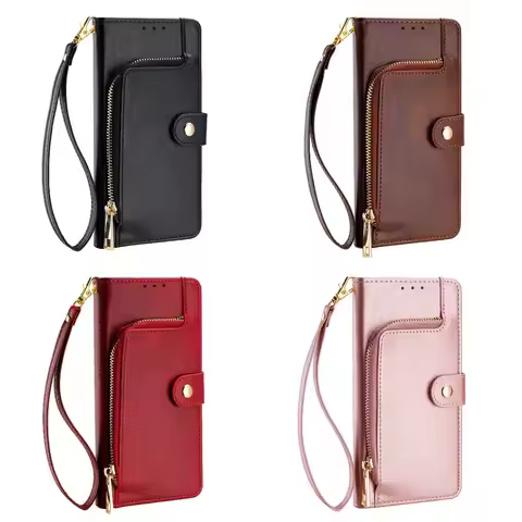 Zipper Wallet Leather Phone Case For VIVO IQOO 12 9 8 7 Neo 9 Pro Z9 Z9x Z8 Z7 Z7x Z6 Z5 Z3 Flip Cov