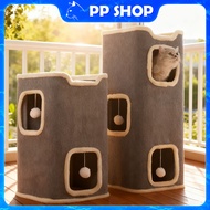 Cat House Tree 2-3-Storey Condo Cylindrical Shape Japanese Design Soft Fabric There Is A Hole To Cli