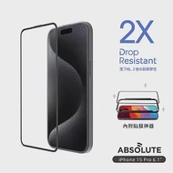 ABSOLUTE iPhone 15 Pro 6.1吋專用 手滑救星2X雙倍耐衝擊強化9H高硬度玻璃螢幕保護膜 滿版透明