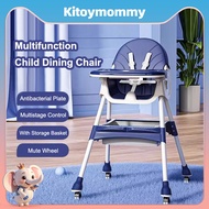Baby High Chair Foldable Multi-function Baby Dining Chair Adjustable Height Anti Rollover