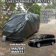 HITAM Mazda BIANTE Plastic Car Cover Plain Black Full Waterproof Full Black Waterproof