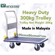 MYSTAR Heavy Duty Hand Truck Trolley 300Kg 90(D)x86(H)x61(W) cm Foldable Hand Truck Trolley Push Car