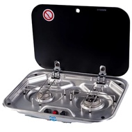 Outdoor RV Camper Kitchen Stainless Steel Gas Double-headed Stove Tools Tempered Glass Cover 2*1.35K