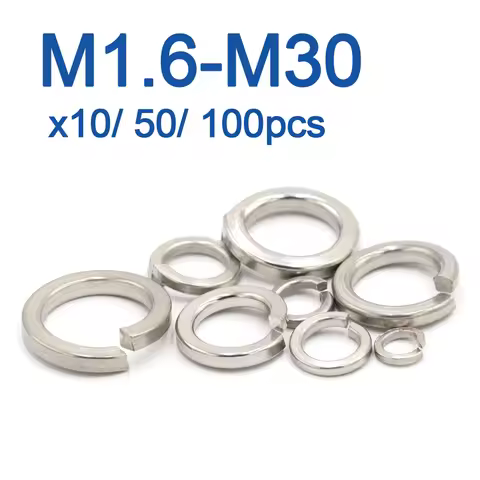 10/ 50/ 100pcs Spring Split Lock Washer Elastic Gasket M1.6 M2 M2.5 M3 M4 M5 M6 M8 M10 M12 M16 M24 M