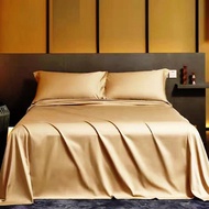 【Super low price】Summer Luxury Satin Silk-like Bed Sheet Set (Flat Sheet/Fitted Sheet + Pillowcase) 