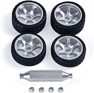 6 Spoke Wheel Rims & Rc Car Speed Tires for 1/28 RC Hobby Model Car, [2*N+2*W] 4 Pcs 20mm Aluminum A