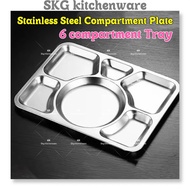 Stainless Steel 6 Compartments Tray Roti Canai Tray Makanan Thick Snack Roti Canai Nasi Kandar Pingg