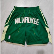 Mens Pocket Shorts 2023 Milwaukee Bucks Just Don Green/White Basketball Shorts