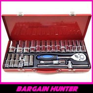 BARGAIN HUNTER - 24pcs 1/2" Dr Deep Socket Wrench Long Socket Ratchet Box Socket Set - 6 point Socke