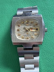 少有大型70’s 識奴時，38mm 電視機外殼自動日曆星期錶，靚特別原裝錶面，時間準確/Large size 70’s Technos Automatic day/date watch, nice o
