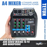 TEYUN A4 channel Audio Mixer Bluetooth USB Sound Card Live, Music, Karaoke, Podcast with MP3 playing recording