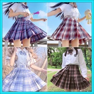 2021 Korean Fashion Jk Skirt Set 3-piece Set Pleated JK Skirt + Short-sleeved White Shirt Schoolgirl School Skirt Kids Plaid Skirt High Waist Skirt Slim Mini Pleated Skirt Skater Tennis 106