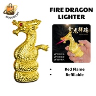 Windproof Flame Relief Coiling Dragon Lighter Jet Red Flame Adjustable Windproof Lighter Refillable