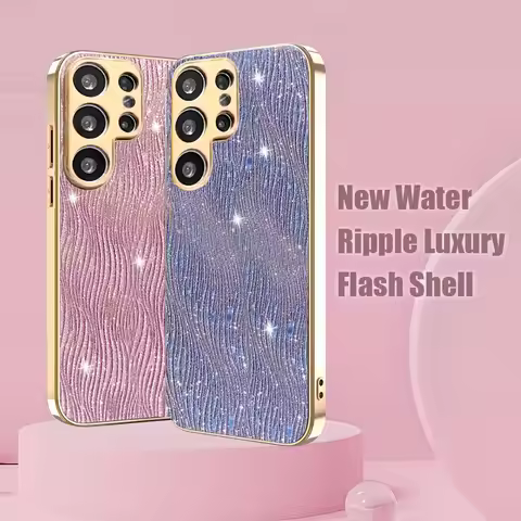 Water Ripple Electroplated Case for Samsung Galaxy S25 S24 S23 Ultra Plus Silicone Protect Covers Fo